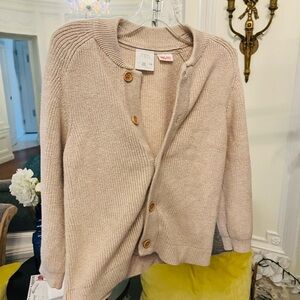 Zara Childs Beige Button-Up Sweater
